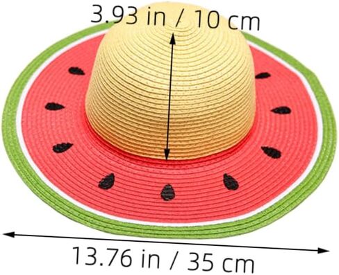 SOLUSTRE Girls Straw Beach Hat Watermelon Straw Sun Hat Uv Protection Cap Internal Sweatband for in Kuwait