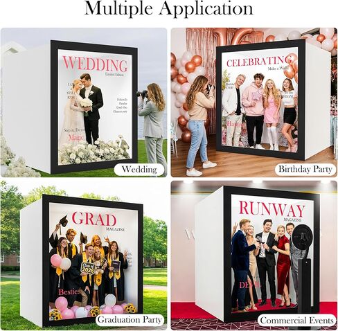 HARZHI Portable Magazine Photo Booth Box, 6.6x6.6x7.6 Ft Custom Logo, Easy Quick Setup, Lightweight Portable for Weddings, Birthdays Rental and Commercial Events in Kuwait