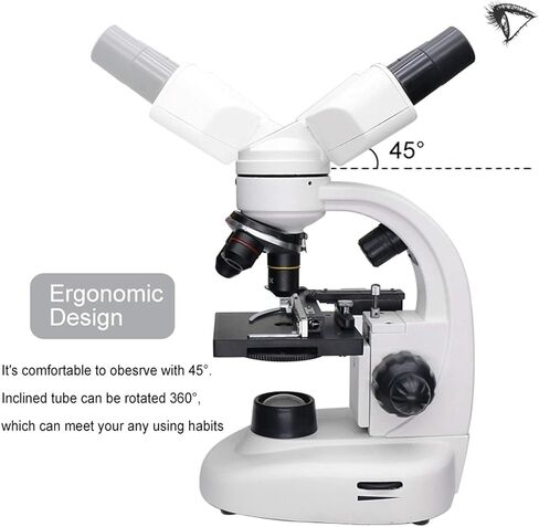 Binocular Biological Microscope 40X-1600X Magnification with 360° Rotatable Head, LED Illumination for School & Lab Use in Kuwait
