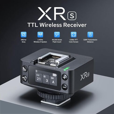 Godox XR-S XRS TTL Wireless Receiver for Sony Flash, Remote Shutter Control via X3Pro, 100m Range, 1270mAh Battery, 0.96" Color Screen Receiver for Sony Camera Flash in Kuwait