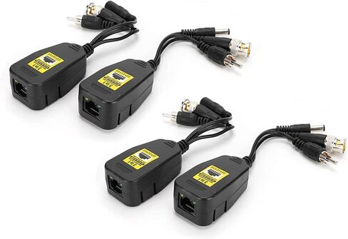 زوجان 3 في 1 جهاز إرسال موصل Balun لصوت الفيديو، يدعم إشارات HD CVI AHD TVI CVBS، مع مؤشر LED وحماية ضد الرعد، لكاميرا المراقبة S in Kuwait