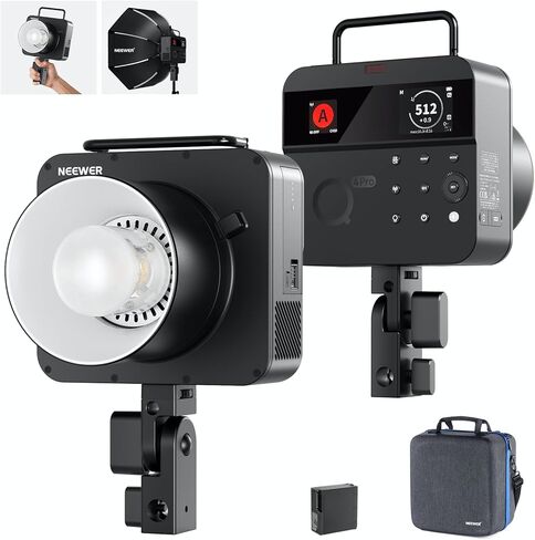 NEEWER Q4PRO 400Ws 2.4G TTL في الهواء الطلق استوديو فلاش ستروب، متوافق مع Godox، ضوء التحكم في التطبيق، 1/8000 HSS 6000K 2800mAh ثنائي الشاشة Monolight Bowens Mount/0.01-1.2s إعادة التدوير/30W مصباح النمذجة in Kuwait