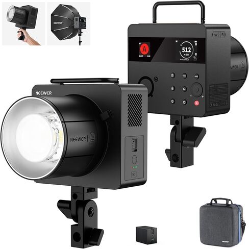 NEEWER Q4PRO 400Ws 2.4G TTL في الهواء الطلق استوديو فلاش ستروب، متوافق مع Godox، ضوء التحكم في التطبيق، 1/8000 HSS 6000K 2800mAh ثنائي الشاشة Monolight Bowens Mount/0.01-1.2s إعادة التدوير/30W مصباح النمذجة in Saudi Arabia