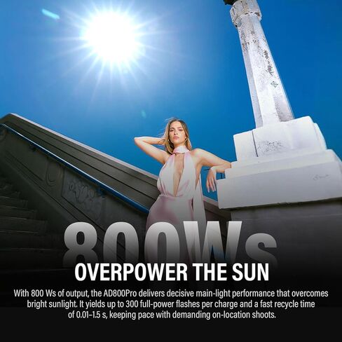 GODOX AD800Pro 800Ws Outdoor Flash Strobe Monolight,TTL 1/8000 HSS 2.4G Wireless Flash, 0.01-1.5s Recycle,40W LED Lamp,300 Full Power,1/35710 s Freeze Mode,Ten-Level Adjustment in 0.1 Increment Steps in Kuwait