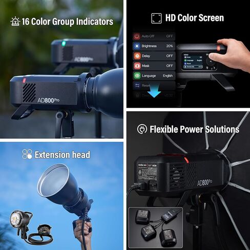 GODOX AD800Pro 800Ws Outdoor Flash Strobe Monolight,TTL 1/8000 HSS 2.4G Wireless Flash, 0.01-1.5s Recycle,40W LED Lamp,300 Full Power,1/35710 s Freeze Mode,Ten-Level Adjustment in 0.1 Increment Steps in Kuwait