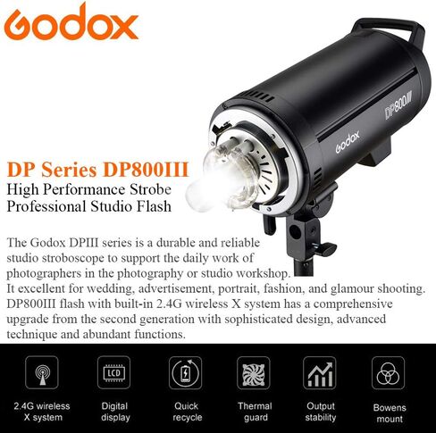 GODOX DP800III فلاش ستوديو احترافي 1s وقت إعادة التدوير GN126 5600k 800Ws بونز جبل 150 واط مصباح النمذجة in Kuwait