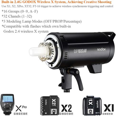 GODOX DP800III فلاش ستوديو احترافي 1s وقت إعادة التدوير GN126 5600k 800Ws بونز جبل 150 واط مصباح النمذجة in Kuwait