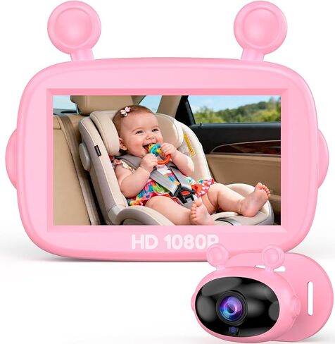 Yakry HD 1080P Baby Car Camera: 3-Min Easy Install Auto IR Night Vision Real-Time View for Clear Baby Checks - Backseat Camera with Cute Pink Design for Infant in Kuwait