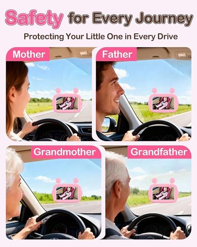 Yakry HD 1080P Baby Car Camera: 3-Min Easy Install Auto IR Night Vision Real-Time View for Clear Baby Checks - Backseat Camera with Cute Pink Design for Infant in Kuwait