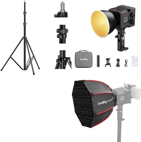 Bundle: Photography Light Stand with RC 60B COB Video Light and Mini Parabolic Softbox in Kuwait