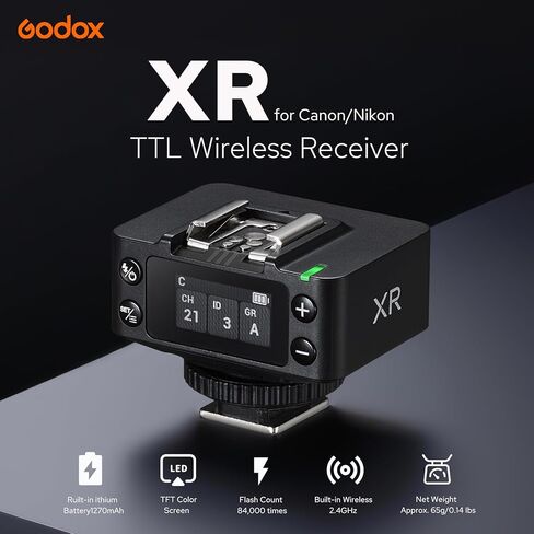 جهاز استقبال فلاش Godox XR TTL 2.4G اللاسلكي عالي السرعة مزامنة HSS 1/8000s لكاميرات Canon Nikon Flash Speedlite (ترقية X1R-C/X1R-N) in Kuwait
