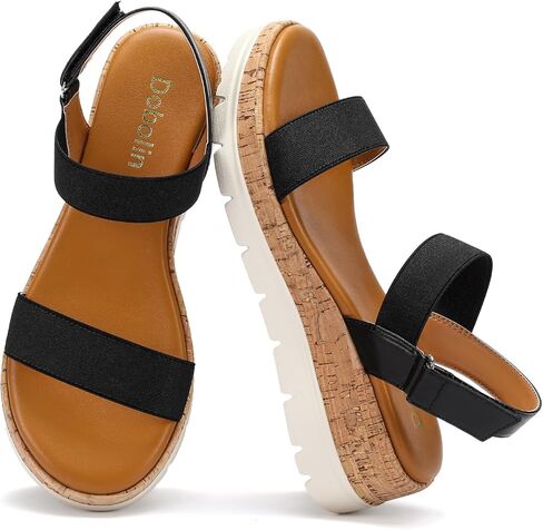 Wedge Sandals for Women Dressy Comfortable Platform Open Toe Slip on Elastic Ankle Strap Summer Casual Shoes Wide Feet Friendly in Kuwait