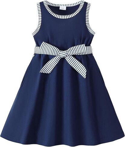 Kucnuzki Little Toddler Girl Dress Sleeveless Ruffle Causal Dresses Beach Sundress Kids Clothes Girl Summer Outfits in Kuwait