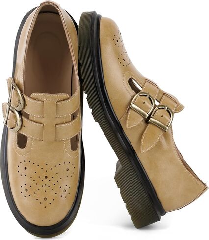 Womens Platform Loafers Chunky Mary Janes for Women with Double Straps 90s Vintage Style Platform Mary Jane Shoes in Saudi Arabia