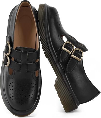 Womens Platform Loafers Chunky Mary Janes for Women with Double Straps 90s Vintage Style Platform Mary Jane Shoes in Saudi Arabia