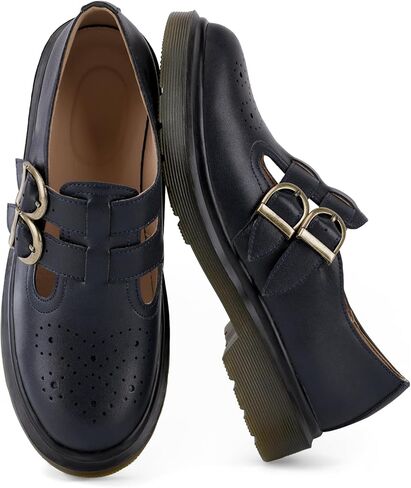 Womens Platform Loafers Chunky Mary Janes for Women with Double Straps 90s Vintage Style Platform Mary Jane Shoes in Saudi Arabia