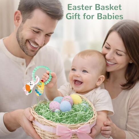 حلقة تسنين عيد الفصح للطفل، سوار عضاضة من السيليكون على شكل أرنب وجزر وبيض الفرخ، ألعاب مضغ حسية لحديثي الولادة والرضع من عمر 3 إلى 12 شهرًا، حشوات سلة عيد الفصح للأطفال الصغار، هدية عيد الفصح الأولى للطفل in Kuwait
