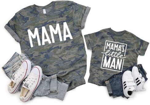 LOTUCY Mom and Son Matching Outfits Mama and Mama's Litter Man Print Shirts Cute Mom and Son Valentine's Gifts in Kuwait