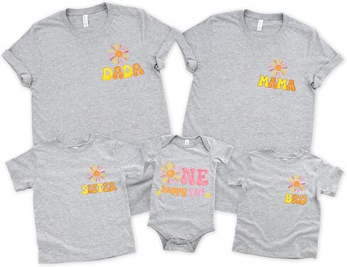 One Happy Girl Birthday Shirt, First Birthday Family Matching Outfit, Mama Dada Party Shirts, Baby Girl 1st Birthday Multi in Kuwait