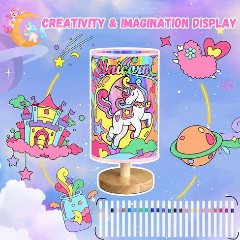 Unicorn Lamp DIY Kit for Kids – Paint Your Own Night Light with 24 Markers, Arts & Crafts for Girls Ages 4-12, Creative Birthday Gifts for Girls Boys, Art Supplies Toys Ages 6 7 8 9 10 11 12 in Saudi Arabia