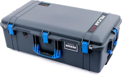 Charcoal Pelican 1615 Air case with Blue Handles & latches. Comes Empty & with Wheels. in Kuwait