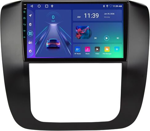 ستيريو سيارة Android 13 مقاس 11.5 بوصة لسيارة GMC Yukon Tahoe Suburban (2007-2012) وChevy Silverado Sierra (2010-2013) - 4 جيجابايت + 64 جيجابايت CarPlay Android Auto مع مقابض مادية مزدوجة، شاشة لمس QLED 1280x800 in Saudi Arabia