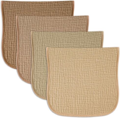Baby Muslin Burp Cloths 20x10in - Ultra Soft & Absorbent, Neutral Colors, Reusable Burp Cloths for Baby Boys & Girls – Newborn Essentials for Drooling & Burping 4Pack(Brown) in Saudi Arabia