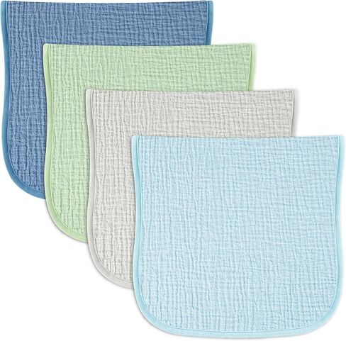 Baby Muslin Burp Cloths 20x10in - Ultra Soft & Absorbent, Neutral Colors, Reusable Burp Cloths for Baby Boys & Girls – Newborn Essentials for Drooling & Burping 4Pack(Brown) in Kuwait