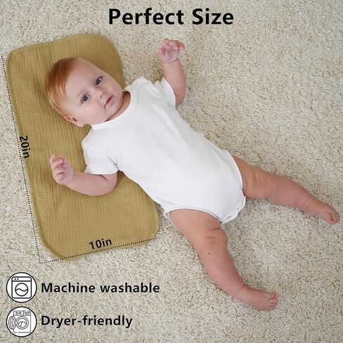 Baby Muslin Burp Cloths 20x10in - Ultra Soft & Absorbent, Neutral Colors, Reusable Burp Cloths for Baby Boys & Girls – Newborn Essentials for Drooling & Burping 4Pack(Brown) in Saudi Arabia