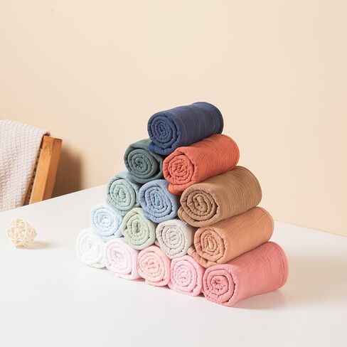 Baby Muslin Burp Cloths 20x10in - Ultra Soft & Absorbent, Neutral Colors, Reusable Burp Cloths for Baby Boys & Girls – Newborn Essentials for Drooling & Burping 4Pack(Brown) in Saudi Arabia