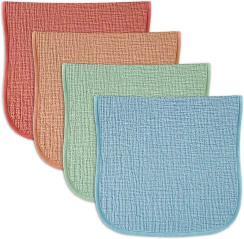 Baby Muslin Burp Cloths 20x10in - Ultra Soft & Absorbent, Neutral Colors, Reusable Burp Cloths for Baby Boys & Girls – Newborn Essentials for Drooling & Burping 4Pack(Brown) in Saudi Arabia