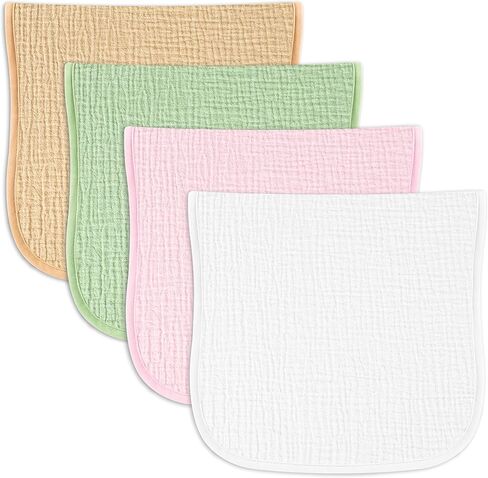 Baby Muslin Burp Cloths 20x10in - Ultra Soft & Absorbent, Neutral Colors, Reusable Burp Cloths for Baby Boys & Girls – Newborn Essentials for Drooling & Burping 4Pack(Brown) in Saudi Arabia