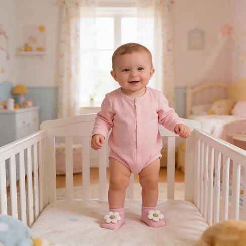 Hoyuwak 4 أزواج من الجوارب للفتيات الصغيرات جوارب لطيفة على شكل زهرة غير قابلة للانزلاق جوارب كاحل منخفضة القطع للأطفال حديثي الولادة in Kuwait
