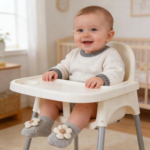 Hoyuwak 4 أزواج من الجوارب للفتيات الصغيرات جوارب لطيفة على شكل زهرة غير قابلة للانزلاق جوارب كاحل منخفضة القطع للأطفال حديثي الولادة in Kuwait