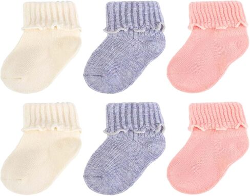 6 Pairs Baby Girl Wool Socks Winter Soft Warm Turn Cuff Ruffle Crew Socks for Infant Toddler Girls Newborn to 3 Years in Saudi Arabia