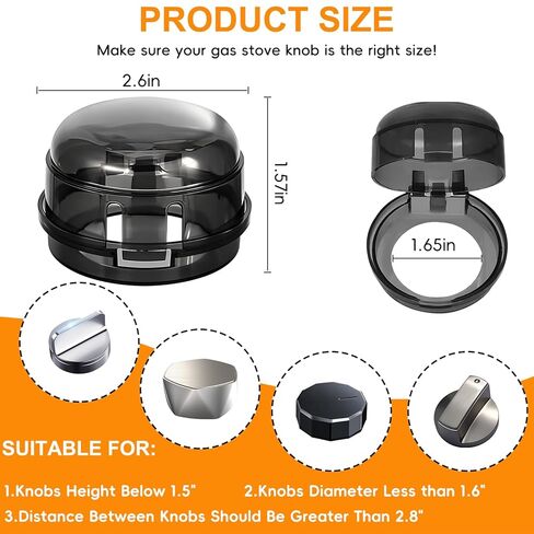 Stove Knob Safety Covers, 6 Pack Stove Knob Covers for Child Safety, Universal Gas Stove Knob Covers with Adhesive, Heat-Resistant Baby Proof Stove Knob Covers, Black in Kuwait