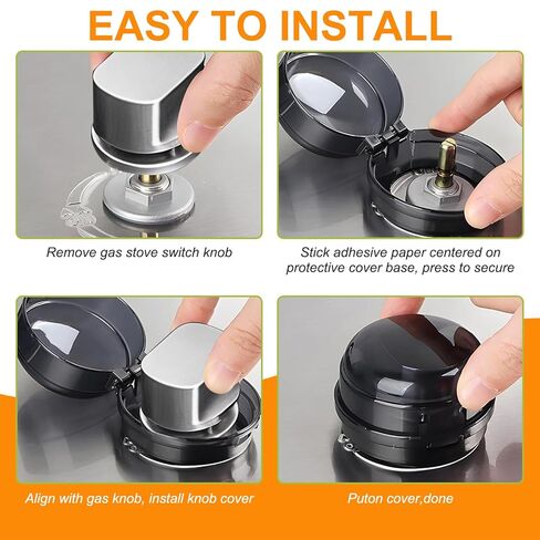 Stove Knob Safety Covers, 6 Pack Stove Knob Covers for Child Safety, Universal Gas Stove Knob Covers with Adhesive, Heat-Resistant Baby Proof Stove Knob Covers, Black in Kuwait