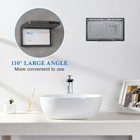 Waterproof Switch Cover Double Outlet Low Profile Wall Protector Ultra-Thin Self-Adhesive Splash Resistant Switch Guard for Bathroom Kitchen Safety in Kuwait