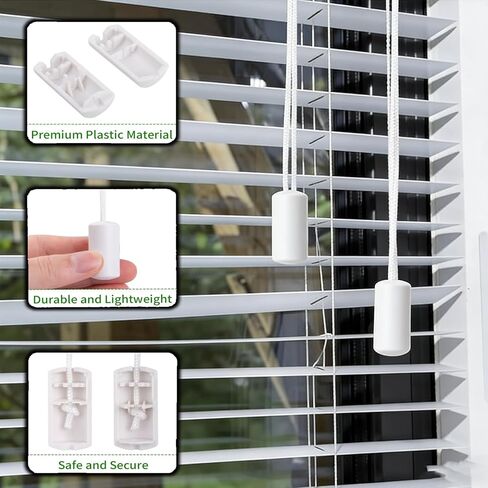 6 Pcs Breakaway Cord Condensers for Window Blinds, Anti-Strangulation Safety Tassels, Child & Pet Proof Blind Cord Safety Device, Universal Fit for All Horizontal Blinds (White) in Kuwait