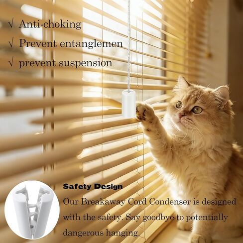 6 Pcs Breakaway Cord Condensers for Window Blinds, Anti-Strangulation Safety Tassels, Child & Pet Proof Blind Cord Safety Device, Universal Fit for All Horizontal Blinds (White) in Kuwait