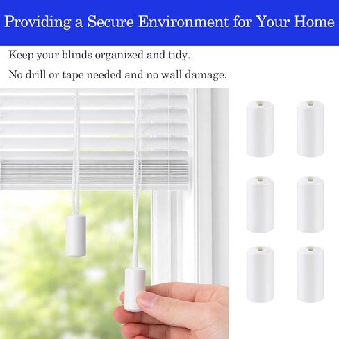 6 Pcs Breakaway Cord Condensers for Window Blinds, Anti-Strangulation Safety Tassels, Child & Pet Proof Blind Cord Safety Device, Universal Fit for All Horizontal Blinds (White) in Kuwait