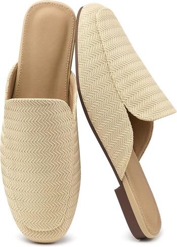 Closed Toe Mules for Women: Comfortable Flat Mule Dressy Slip On Backless Loafers for Office Work in Kuwait