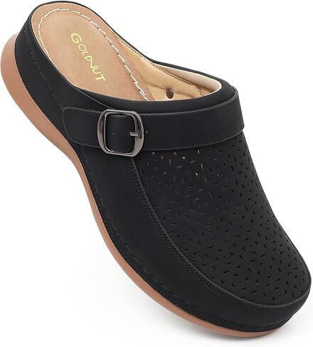 Women's Closed Toe Clogs Mules Cut Out Comfortable Mules Buckle Lined Slip On Clogs Sandals for Woman Arch Support in Saudi Arabia
