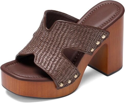 Uacllcau Womens Platform Wedge Sandals Raffia Espadrilles Slip on Slide Heeled Sandals in Kuwait