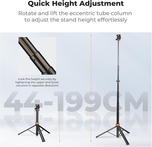 K&F CONCEPT Photography Light Stand, 78" Aluminum Extendable Tripod with 1/4" Screw, 360° Ball Head, Portable Camera Phone Tripod for DSLR Video Light Ring Light – Travel Tripod in Kuwait
