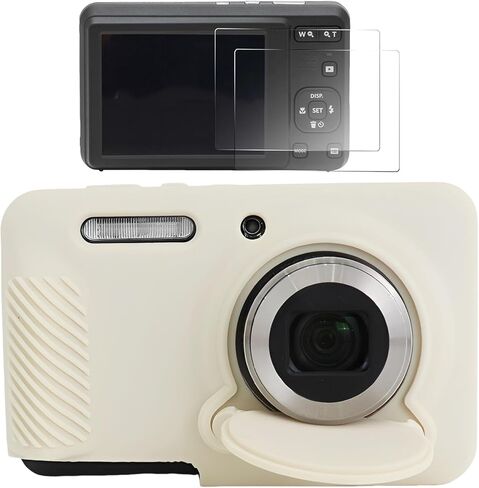 Protective Camera Case Compatible with Kodak PIXPRO FZ55, Custom Fit Accessories with 2PCS Sreen Protectors, Soft Silicone Sleeve with Removable Lens Cover, Anti-Slip & Anti-Scratch (Off-White) in Saudi Arabia