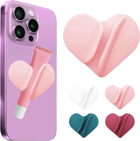 Phone Case Lip Gloss Holder,2026 New Model, Heart Shaped Gloss Bracket,Self-Adhesive Lip Holder Suitable for iPhone and Android (White) in Saudi Arabia