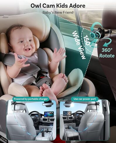 محول سيارة للعناية بالمقصورة من OTTOCAST مع كاميرا سيارة للأطفال، شاشة عرض CarPlay لاسلكية على شاشة السيارة 2026، جهاز مراقبة الطفل بالمقعد الخلفي عالي الدقة 1080 بكسل للتوصيل والتشغيل، ملاحة الشاشة المنقسمة، للآباء وأصحاب الحيوانات الأليفة in Kuwait