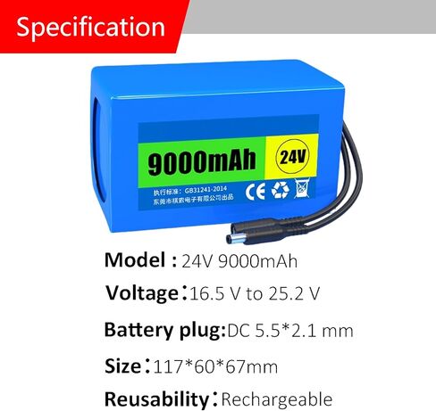 Mushuo DC 24V 9000mAh High Capacity Rechargeable Battery Pack with DC 5.5 * 2.1mm Plug for Monitoring Equipment in Kuwait
