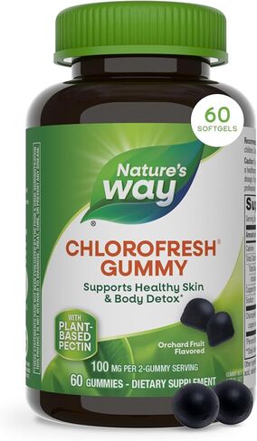 Nature's Way Chlorophyll Gummies، مزيل العرق الداخلي*، يدعم التخلص من سموم البشرة والجسم الصحي*، بنكهة فاكهة البستان، 60 علكة in Kuwait